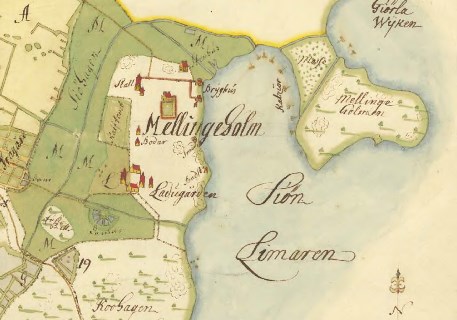Gammal karta över Mellingeholm