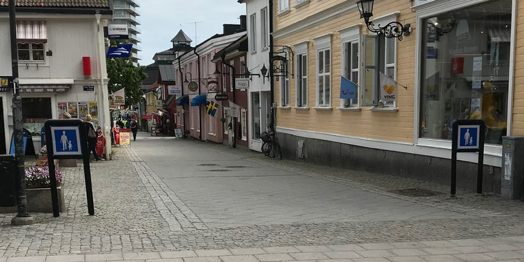 Gågata Norrtälje centrum.