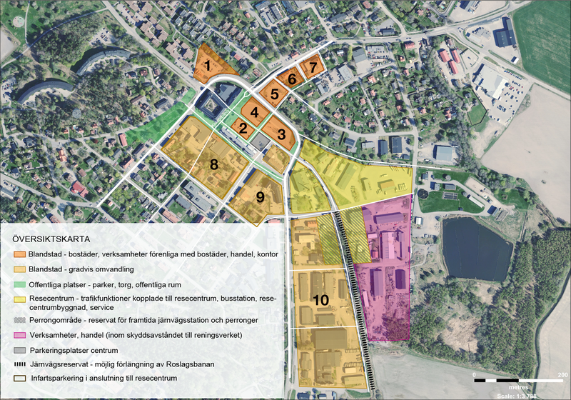 Översiktskarta över föreslagen centrumomvandling i Rimbo