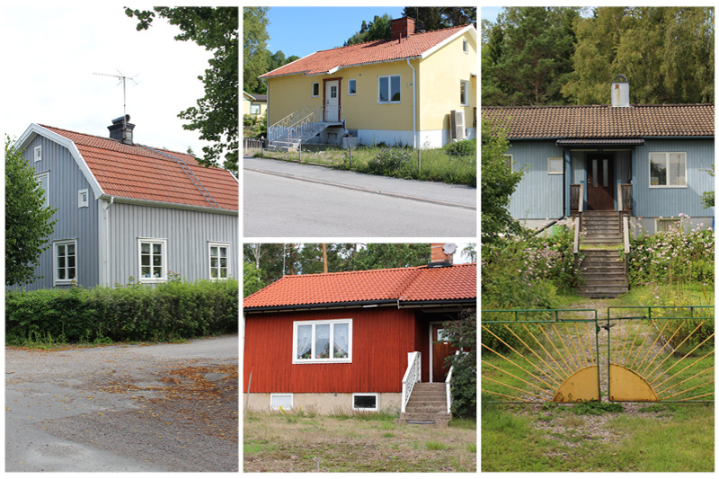 Exempel på byggnader från Hallstavik, Rimbo och Grisslehamn.